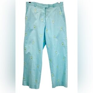 Lilly Pulitzer Embroidered Golfer Pattern Pants Sz.4 Nassau Bermuda Blue Woman‎